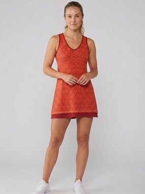 Marmot Coral-Red Athletic Tank Dress with Subtle Pattern